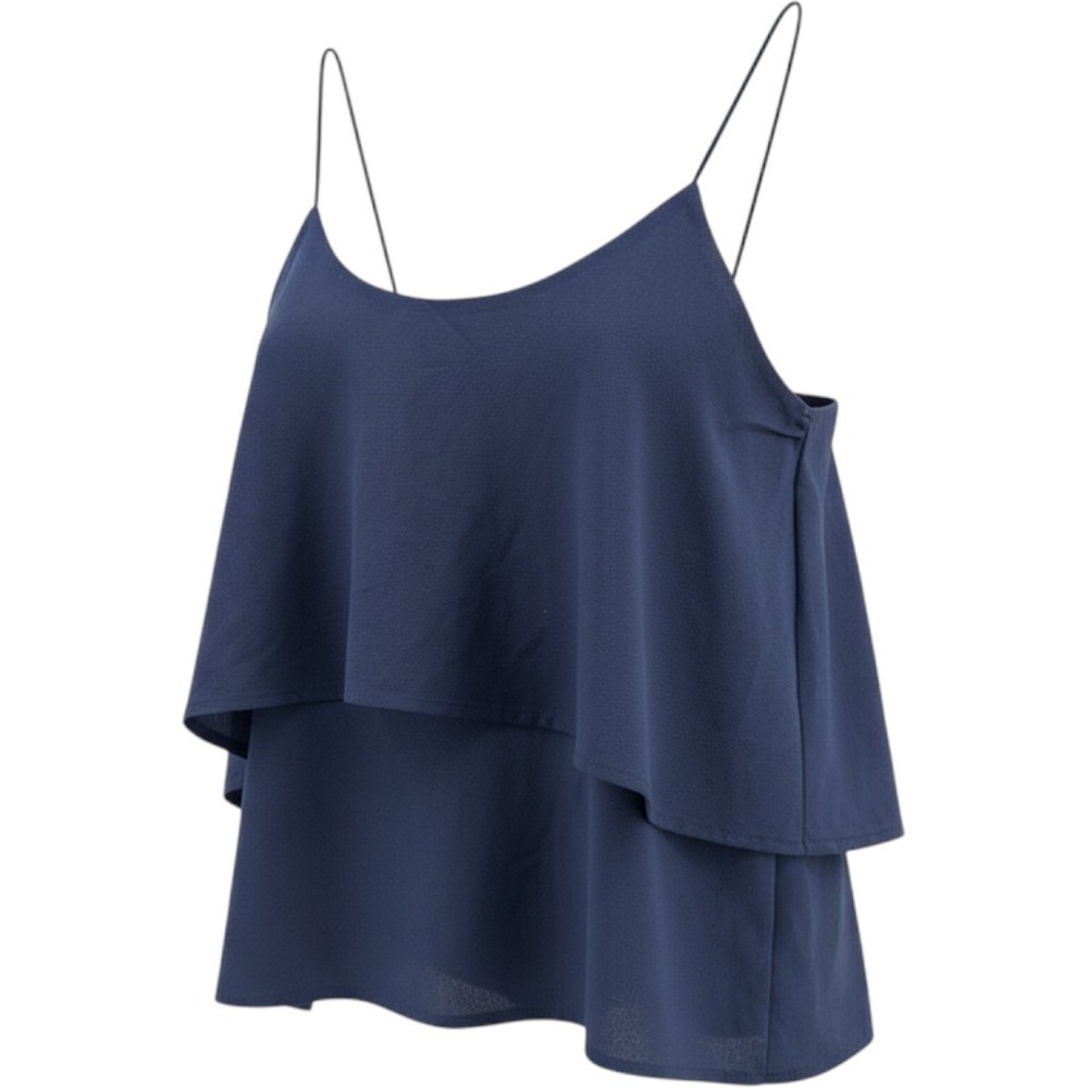 Paper Crane Navy Blue Ruffle Tiered Camisole Top Small OC10006A